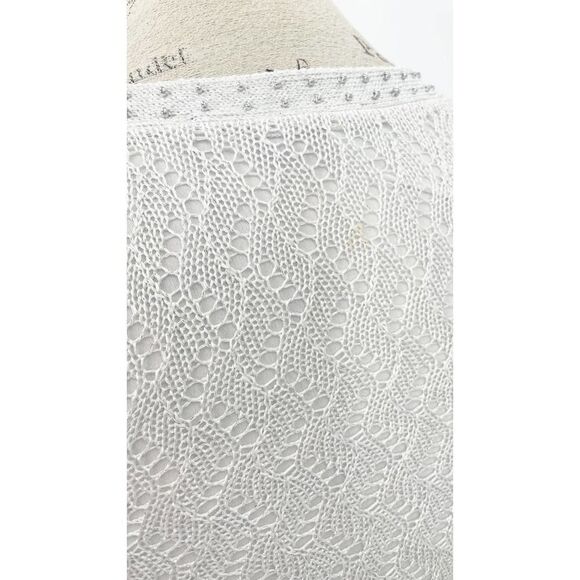 WHITE HOUSE BLACK MARKET EUC White Crochet Beaded Neck Halter Tunic XS - Picture 6 of 9